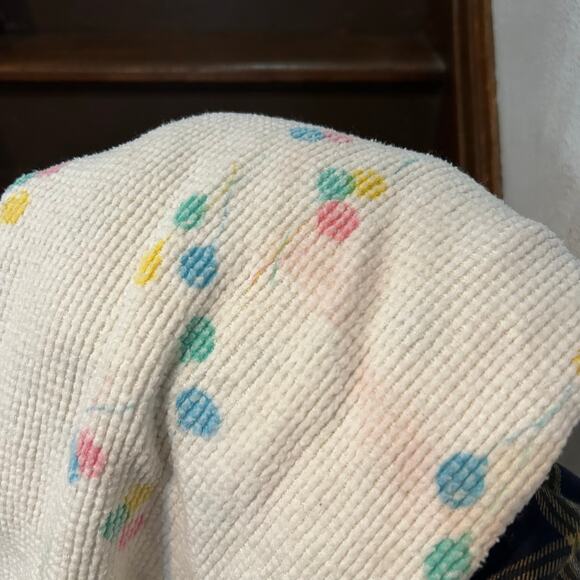 Vintage Baby Morgan Balloon Blanket Waffle Weave Nylon Edge Acrylic USA 39x47 - Picture 6 of 7